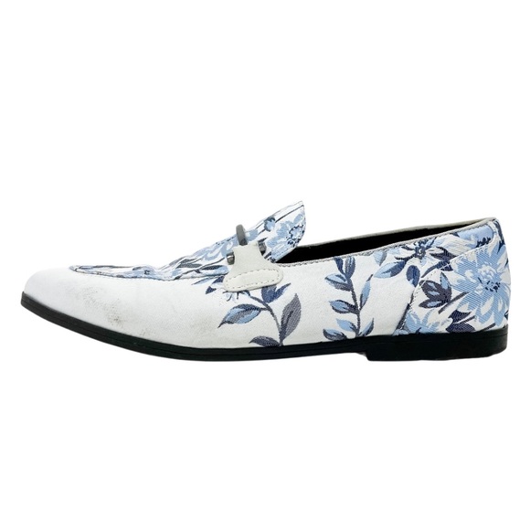 ASOS DESIGN loafers in blue floral print and snaffle detail Men’s 8.5 - Picture 7 of 13